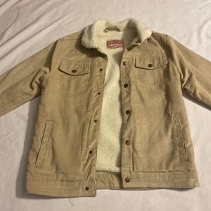 Corduroy jacket with white fur